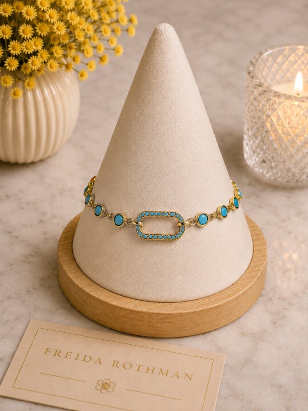 Freida Rothman Vault Lumi Bezel Turquoise Pave Closure Bracelet NEW $129 MSRP